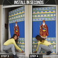 Ukraine Christmas Door Cover Saint Nicholas Vyshyvanka Style - Wonder Print Shop