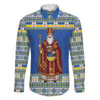 Ukraine Christmas Family Matching Long Sleeve Bodycon Dress and Hawaiian Shirt Saint Nicholas Vyshyvanka Style - Wonder Print Shop