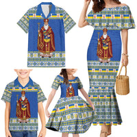 Ukraine Christmas Family Matching Mermaid Dress and Hawaiian Shirt Saint Nicholas Vyshyvanka Style - Wonder Print Shop