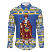 Ukraine Christmas Family Matching Off The Shoulder Long Sleeve Dress and Hawaiian Shirt Saint Nicholas Vyshyvanka Style - Wonder Print Shop