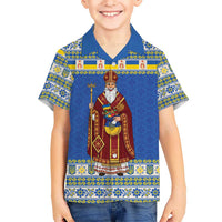 Ukraine Christmas Family Matching Off The Shoulder Long Sleeve Dress and Hawaiian Shirt Saint Nicholas Vyshyvanka Style - Wonder Print Shop