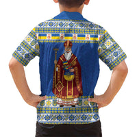 Ukraine Christmas Family Matching Off Shoulder Maxi Dress and Hawaiian Shirt Saint Nicholas Vyshyvanka Style - Wonder Print Shop