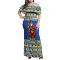 Ukraine Christmas Family Matching Off Shoulder Maxi Dress and Hawaiian Shirt Saint Nicholas Vyshyvanka Style - Wonder Print Shop