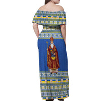 Ukraine Christmas Family Matching Off Shoulder Maxi Dress and Hawaiian Shirt Saint Nicholas Vyshyvanka Style - Wonder Print Shop