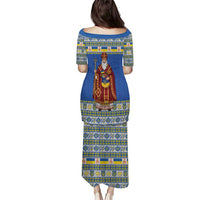 Ukraine Christmas Family Matching Puletasi and Hawaiian Shirt Saint Nicholas Vyshyvanka Style - Wonder Print Shop