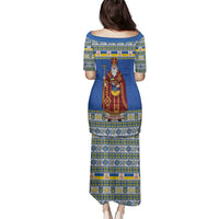 Ukraine Christmas Family Matching Puletasi and Hawaiian Shirt Saint Nicholas Vyshyvanka Style - Wonder Print Shop