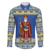 Ukraine Christmas Family Matching Short Sleeve Bodycon Dress and Hawaiian Shirt Saint Nicholas Vyshyvanka Style - Wonder Print Shop