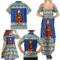 Ukraine Christmas Family Matching Summer Maxi Dress and Hawaiian Shirt Saint Nicholas Vyshyvanka Style - Wonder Print Shop