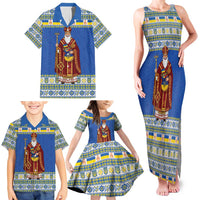 Ukraine Christmas Family Matching Tank Maxi Dress and Hawaiian Shirt Saint Nicholas Vyshyvanka Style - Wonder Print Shop
