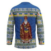 Ukraine Christmas Hockey Jersey Saint Nicholas Vyshyvanka Style - Wonder Print Shop