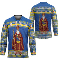 Ukraine Christmas Hockey Jersey Saint Nicholas Vyshyvanka Style - Wonder Print Shop