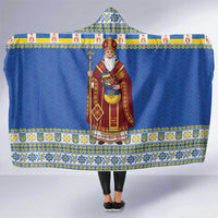 Ukraine Christmas Hooded Blanket Saint Nicholas Vyshyvanka Style - Wonder Print Shop