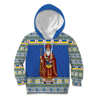 Ukraine Christmas Kid Hoodie Saint Nicholas Vyshyvanka Style - Wonder Print Shop