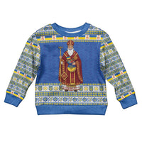 Ukraine Christmas Kid Ugly Christmas Sweater Saint Nicholas Vyshyvanka Style - Wonder Print Shop