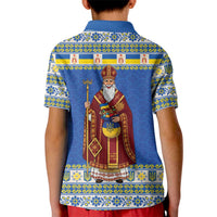 Ukraine Christmas Kid Polo Shirt Saint Nicholas Vyshyvanka Style - Wonder Print Shop