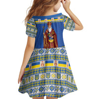 Ukraine Christmas Kid Short Sleeve Dress Saint Nicholas Vyshyvanka Style - Wonder Print Shop