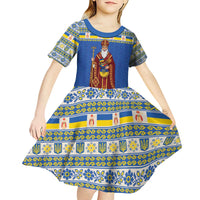 Ukraine Christmas Kid Short Sleeve Dress Saint Nicholas Vyshyvanka Style - Wonder Print Shop