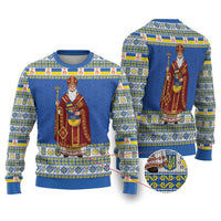 Ukraine Christmas Ugly Christmas Sweater Saint Nicholas Vyshyvanka Style - Wonder Print Shop