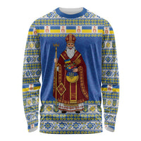 Ukraine Christmas Long Sleeve Shirt Saint Nicholas Vyshyvanka Style - Wonder Print Shop