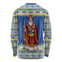 Ukraine Christmas Long Sleeve Shirt Saint Nicholas Vyshyvanka Style - Wonder Print Shop