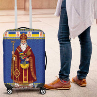 Ukraine Christmas Luggage Cover Saint Nicholas Vyshyvanka Style - Wonder Print Shop