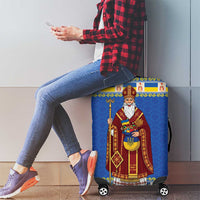 Ukraine Christmas Luggage Cover Saint Nicholas Vyshyvanka Style - Wonder Print Shop