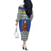 Ukraine Christmas Off The Shoulder Long Sleeve Dress Saint Nicholas Vyshyvanka Style - Wonder Print Shop