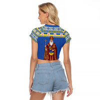 Ukraine Christmas Raglan Cropped T Shirt Saint Nicholas Vyshyvanka Style - Wonder Print Shop