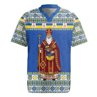 Ukraine Christmas Rugby Jersey Saint Nicholas Vyshyvanka Style - Wonder Print Shop