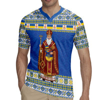 Ukraine Christmas Rugby Jersey Saint Nicholas Vyshyvanka Style - Wonder Print Shop