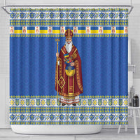 Ukraine Christmas Shower Curtain Saint Nicholas Vyshyvanka Style - Wonder Print Shop