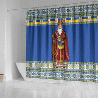 Ukraine Christmas Shower Curtain Saint Nicholas Vyshyvanka Style - Wonder Print Shop
