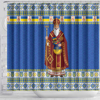 Ukraine Christmas Shower Curtain Saint Nicholas Vyshyvanka Style - Wonder Print Shop
