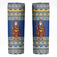 Ukraine Christmas Skinny Tumbler Saint Nicholas Vyshyvanka Style - Wonder Print Shop