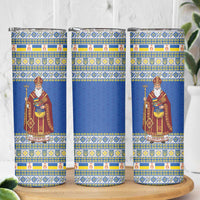 Ukraine Christmas Skinny Tumbler Saint Nicholas Vyshyvanka Style - Wonder Print Shop