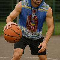 Ukraine Christmas Sleeveless Hoodie Saint Nicholas Vyshyvanka Style - Wonder Print Shop