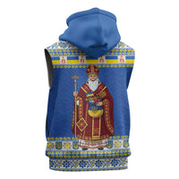 Ukraine Christmas Sleeveless Zip Hoodie Saint Nicholas Vyshyvanka Style - Wonder Print Shop