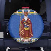 Ukraine Christmas Spare Tire Cover Saint Nicholas Vyshyvanka Style - Wonder Print Shop