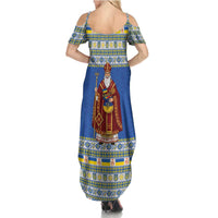 Ukraine Christmas Summer Maxi Dress Saint Nicholas Vyshyvanka Style - Wonder Print Shop