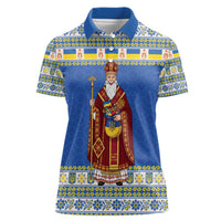 Ukraine Christmas Women Polo Shirt Saint Nicholas Vyshyvanka Style - Wonder Print Shop