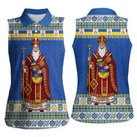 Ukraine Christmas Women Sleeveless Polo Shirt Saint Nicholas Vyshyvanka Style - Wonder Print Shop