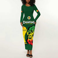 Senegal Football Champions Custom Long Sleeve Bodycon Dress Lions of Teranga Rise