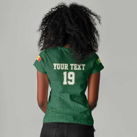 Senegal Football Champions Custom Women V-Neck T-Shirt Lions of Teranga Rise