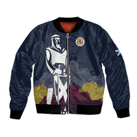 Custom Scotland Football Bomber Jacket William Wallace Statue Edinburgh Castle Art