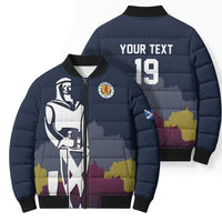 Custom Scotland Football Bomber Puffer Jacket William Wallace Statue Edinburgh Castle Art