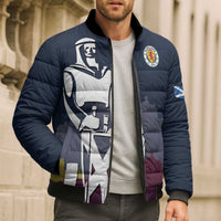 Custom Scotland Football Bomber Puffer Jacket William Wallace Statue Edinburgh Castle Art