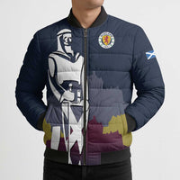 Custom Scotland Football Bomber Puffer Jacket William Wallace Statue Edinburgh Castle Art