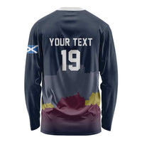 Custom Scotland Football Long Sleeve Shirt William Wallace Statue Edinburgh Castle Art