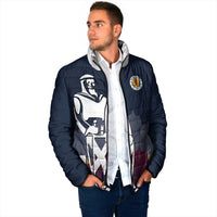 Custom Scotland Football Padded Jacket William Wallace Statue Edinburgh Castle Art