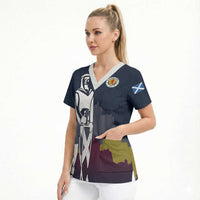 Custom Scotland Football Scrub Top William Wallace Statue Edinburgh Castle Art